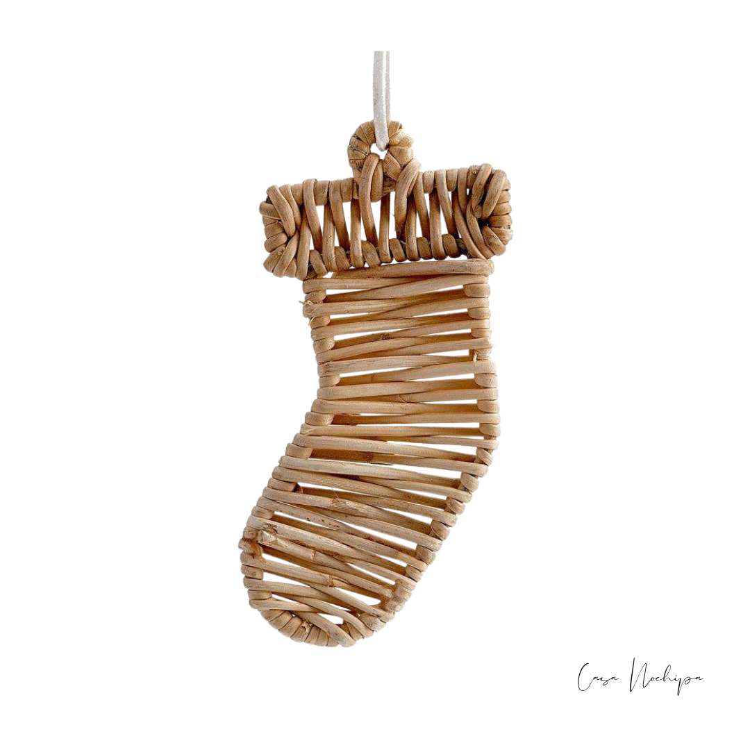 Botita navideña artesanal tejida con fibras naturales – decoración mexicana sustentable