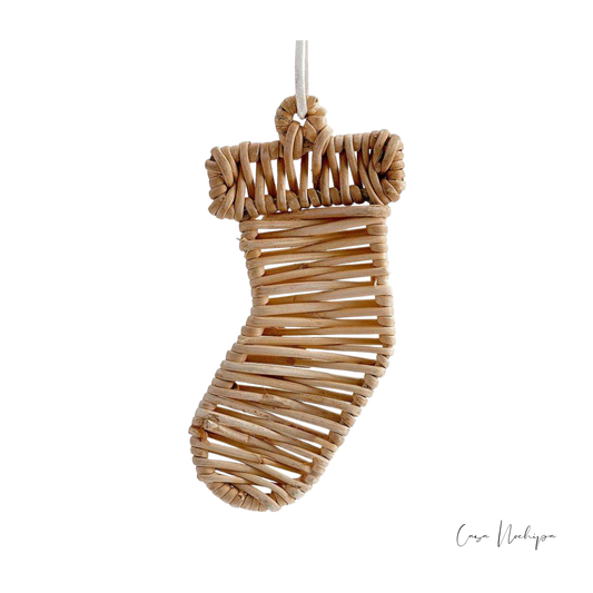 Botita navideña artesanal tejida con fibras naturales – decoración mexicana sustentable