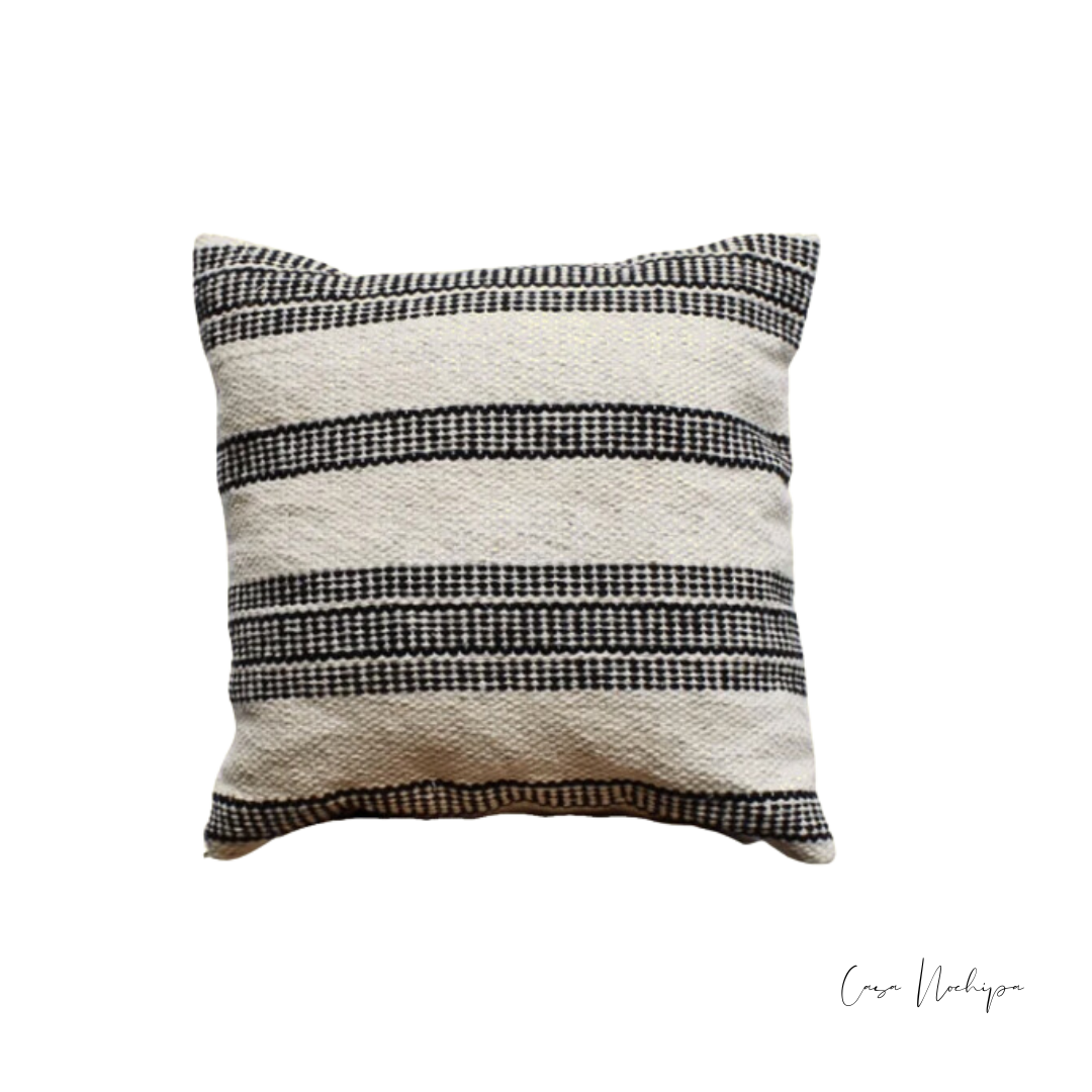 Cojín de lana, tejido en telar de pedal por artesanos mexicanos