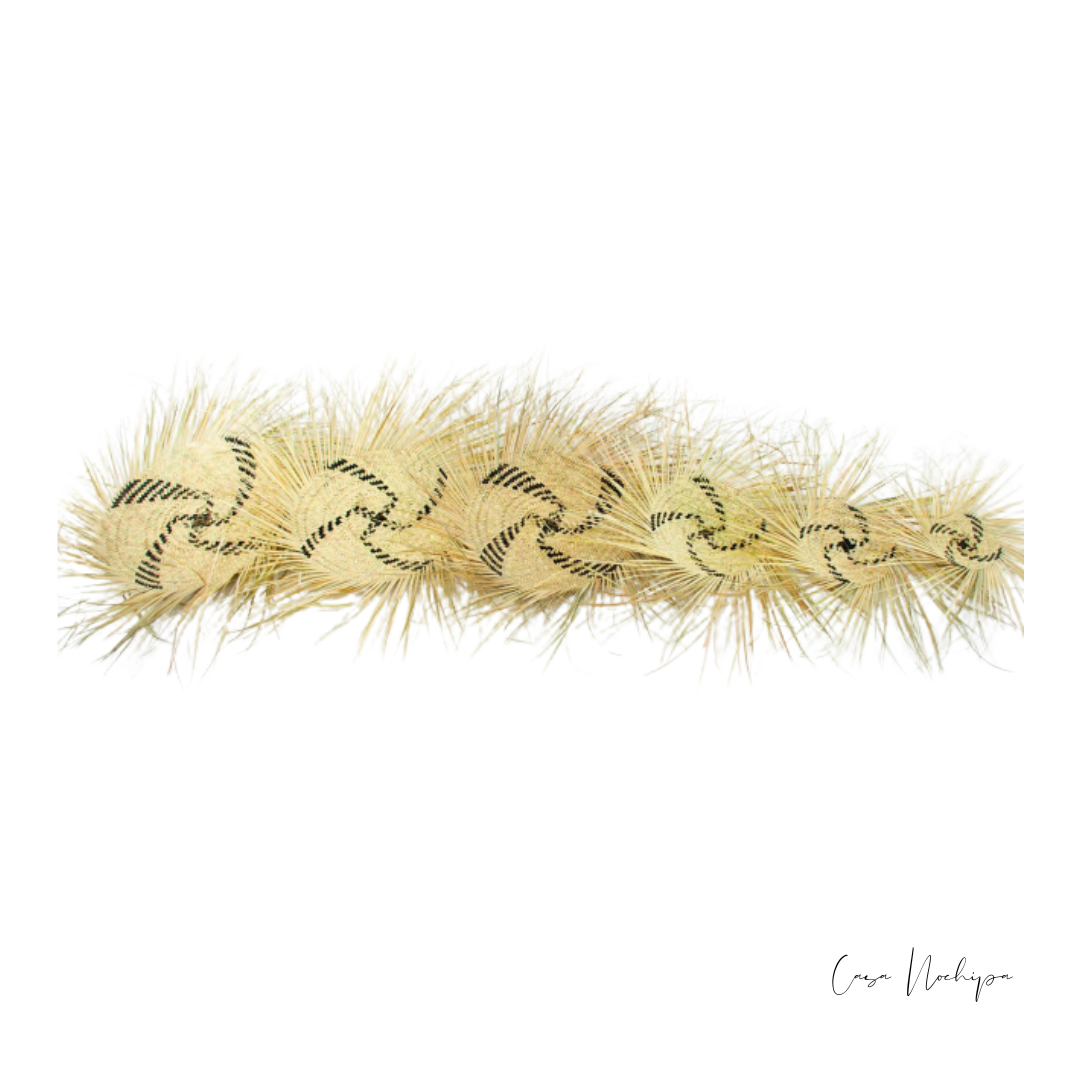 Conjunto decorativo de pared con espirales, tejido a mano con palma natural y flecos. Diseño artesanal mexicano en diferentes colores.