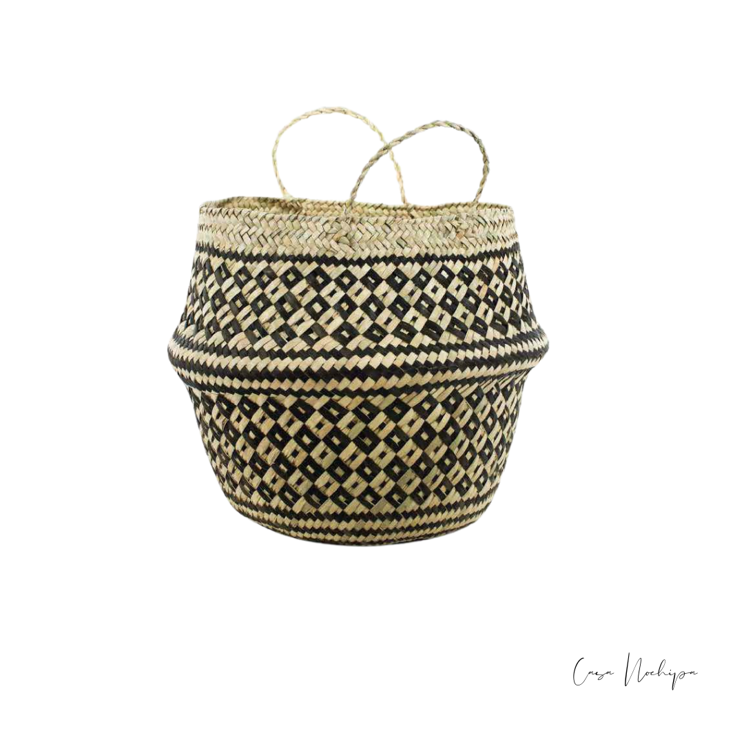 Cubremacetas artesanal de palma ahumada con asa opcional, hecho a mano en Oaxaca.