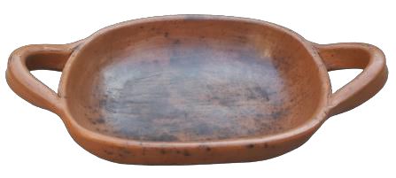 Charola Cuadrada con Asas de Barro Bruñido - 24 cm - Casa Nochipa