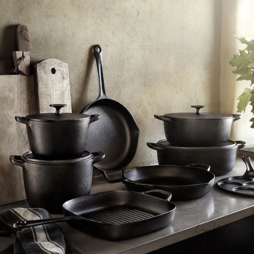 Utensilios de cocina de hierro fundido de alta calidad, perfectos para cocción uniforme y durabilidad en la cocina