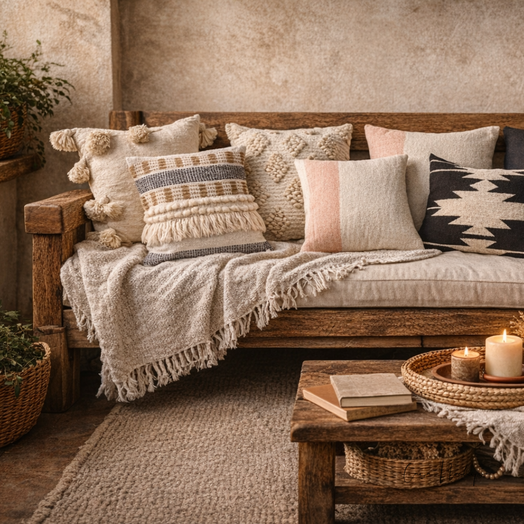 cojines de lana artesanias de oaxaca en telar de pedal