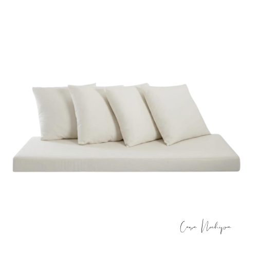 Sofá lounge modular para exterior con cojines de respaldo tapizado en tela Sunbrella resistente al sol y la humedad