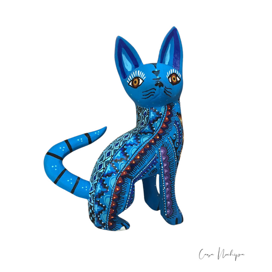 Alebrije Gato Azul - Artesanía Mixteca - Casa Nochipa