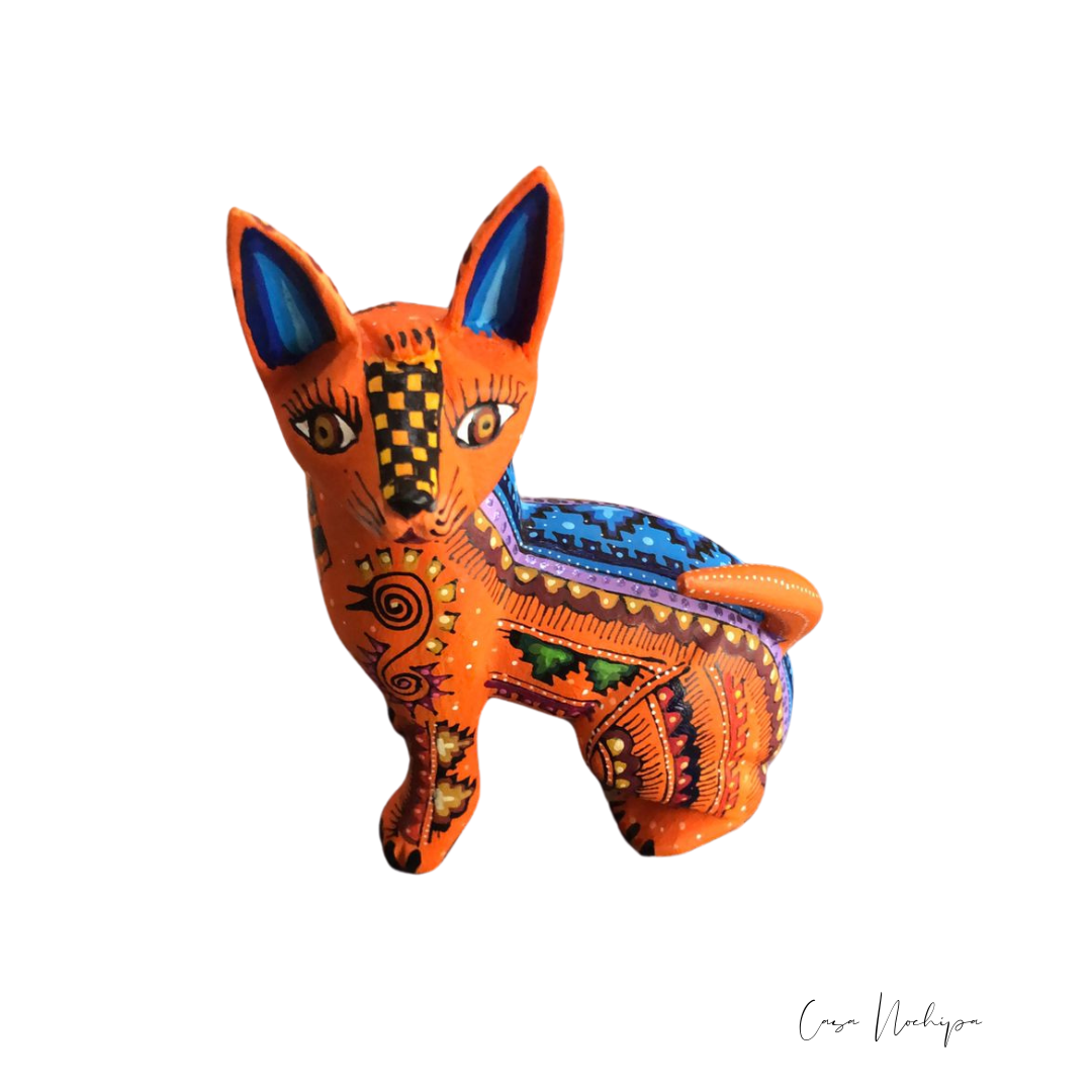 Alebrije Zorro Naranja Tallado a Mano - Casa Nochipa