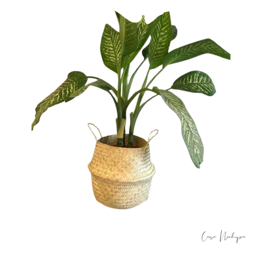 Cubremacetas liso tejido a mano en palma natural, artesanía mexicana para decorar
