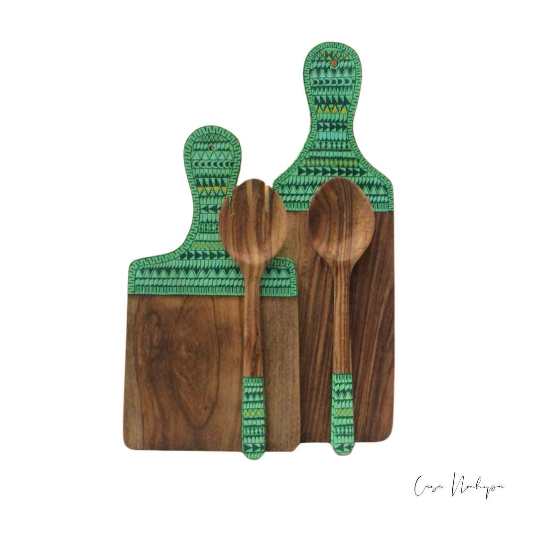 Tabla de servir de madera de parota, artesanía mexicana