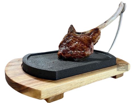 Plato para Tomahawk de Piedra Volcánica y Madera - Casa Nochipa