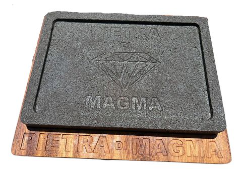 Plato Rectangular de Piedra Volcánica con Base de Madera - Casa Nochipa